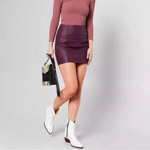 Free People Modern Femme Vegan Faux Leather Mini Skirt Berry size 6